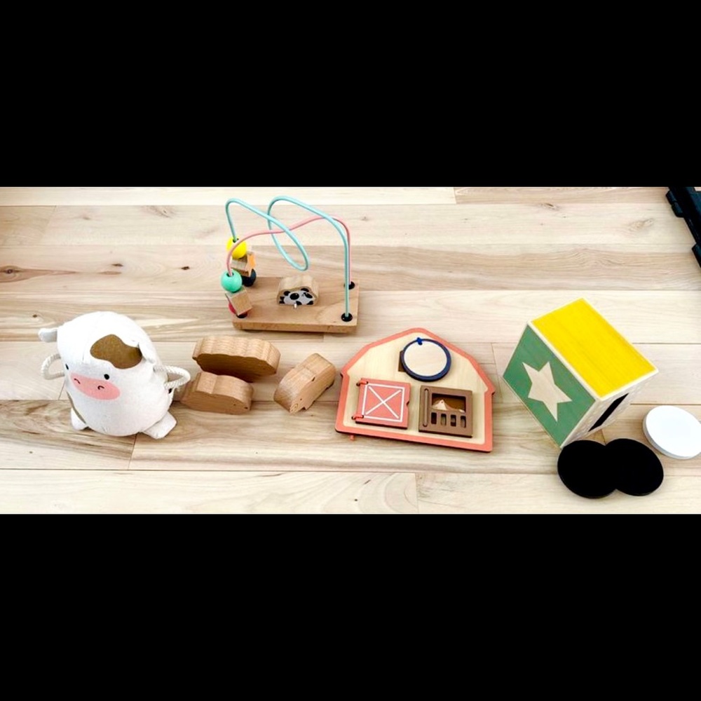 Lot of wooden Montessori toys form KiwiCo subscriptions